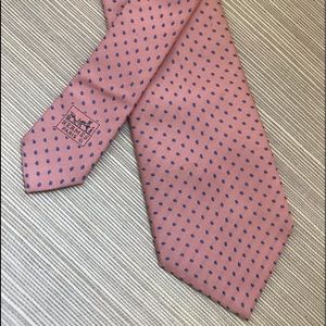 Beautiful HERMÈS Men’s Tie Pink Blue Polka Dot
